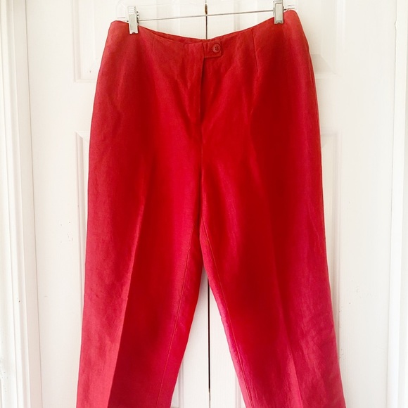 Evelyn & Arthur Womens Red Linen Silk Lined Dress Pants Slacks Trousers Size 8 - Picture 4 of 11